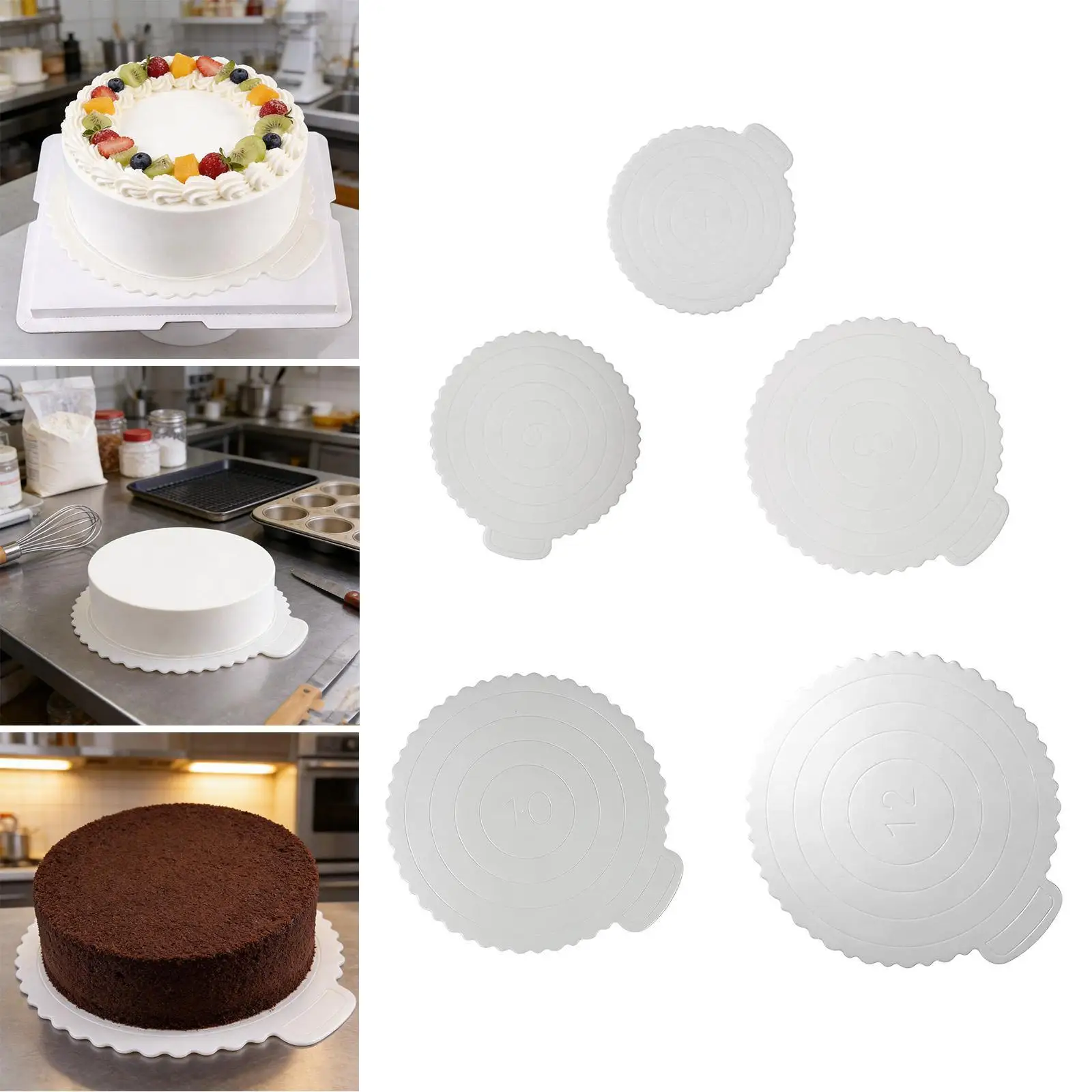 Durable Round Cake Board with Handle Lightweight Cake Display Tray for DIY Baking Wedding Party