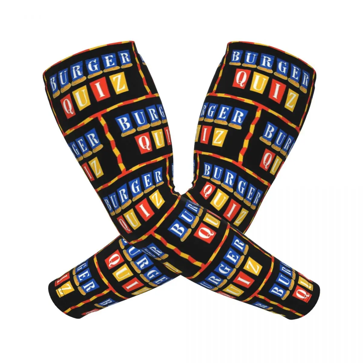 

Burger Quiz New Logo Arm Sleeves Men Women Sun UV Protection Tattoo Cover Up Sports Cooling Cycling