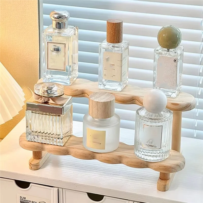 Abzv-prateleira de madeira para rack de armazenamento para prateleira de exibição de perfume suporte riser para organizador de perfume figura vitrine