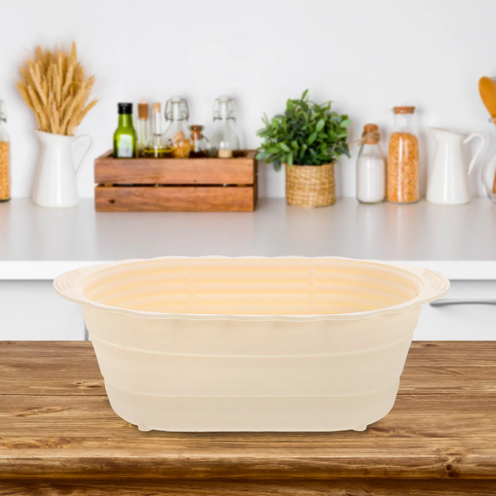 

Foldable Silicone Bread Proofing Basket Oval Shaped Large Capacity Sourdough Baking Tool Pink Dough Rising Container Home