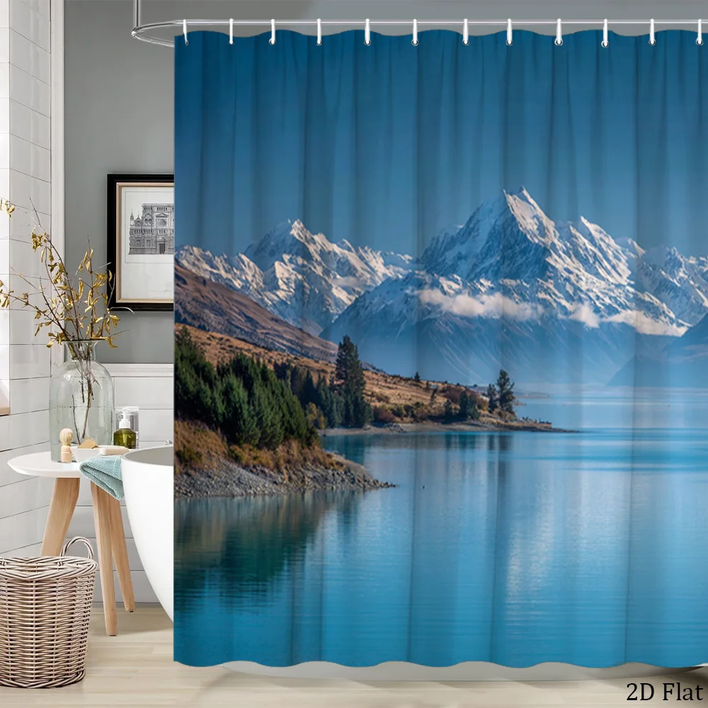 

Waterproof Alpine Mountain Landscape Shower Curtain for Bathroom Decoration Natural View Scenery Home Bath Room Curtain 180x200c