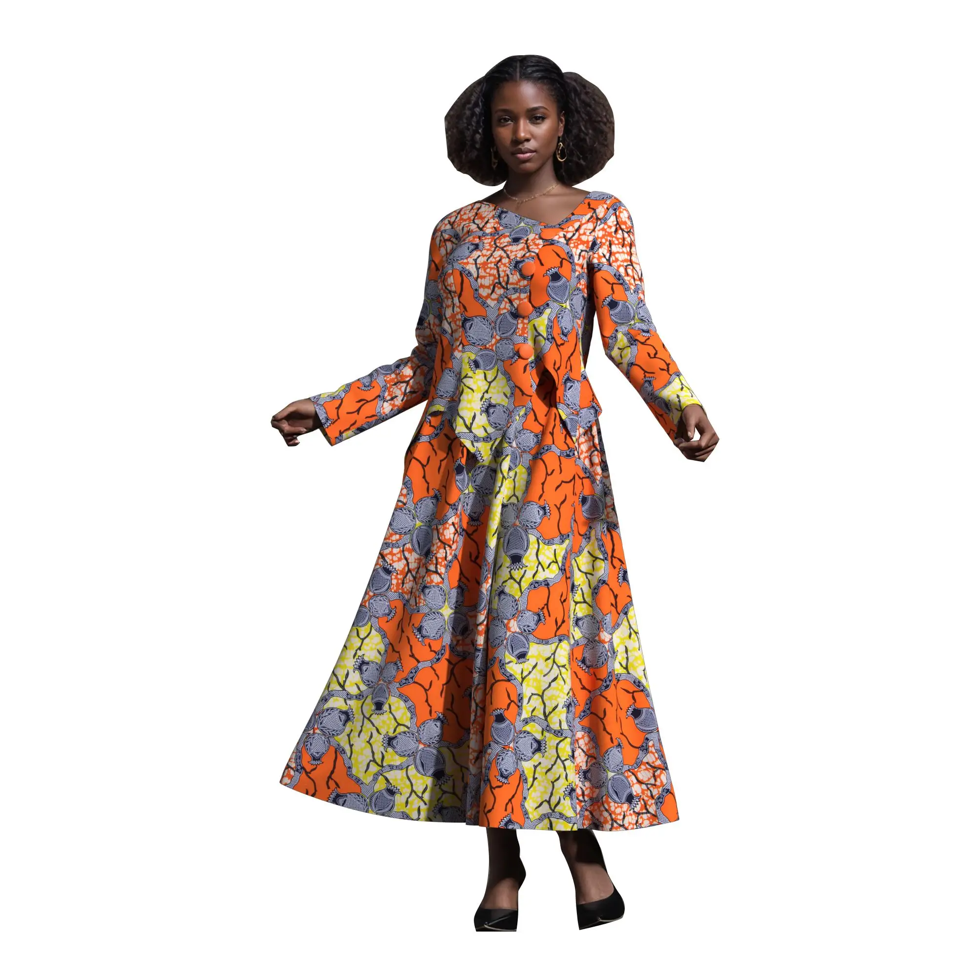 

2pcs Suits African Women Clothing Dashiki Tops and Skirt Set Ankara Print Long Sleeve Skirts Suit Female Party Clothing Wy11171
