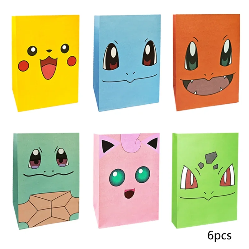 Pokemon Verpackung Tasche Geburtstag Thema Geschenk Tasche Pikachu Party Süßigkeiten Snack Geschenk Tasche Charmander Squirtle Kinder Spielzeug Geschenk