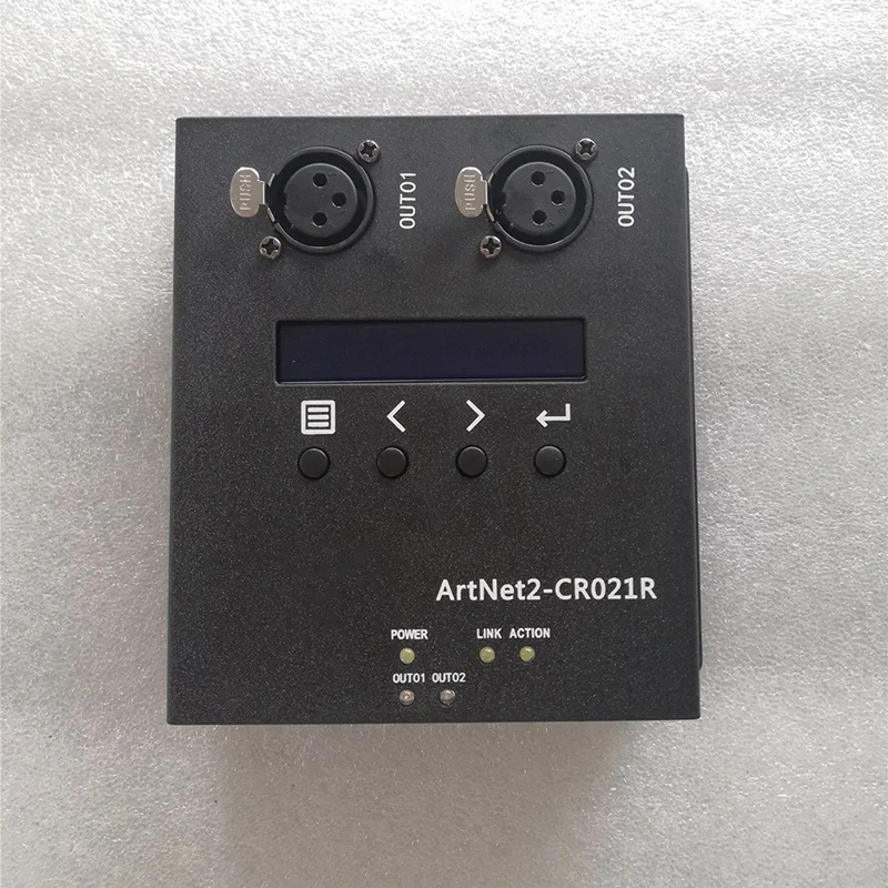 1 buah kotak konverter antarmuka pengontrol lampu Ethernet DMX 512 Artnet 2 kotak sentuh MA2 colokan EU