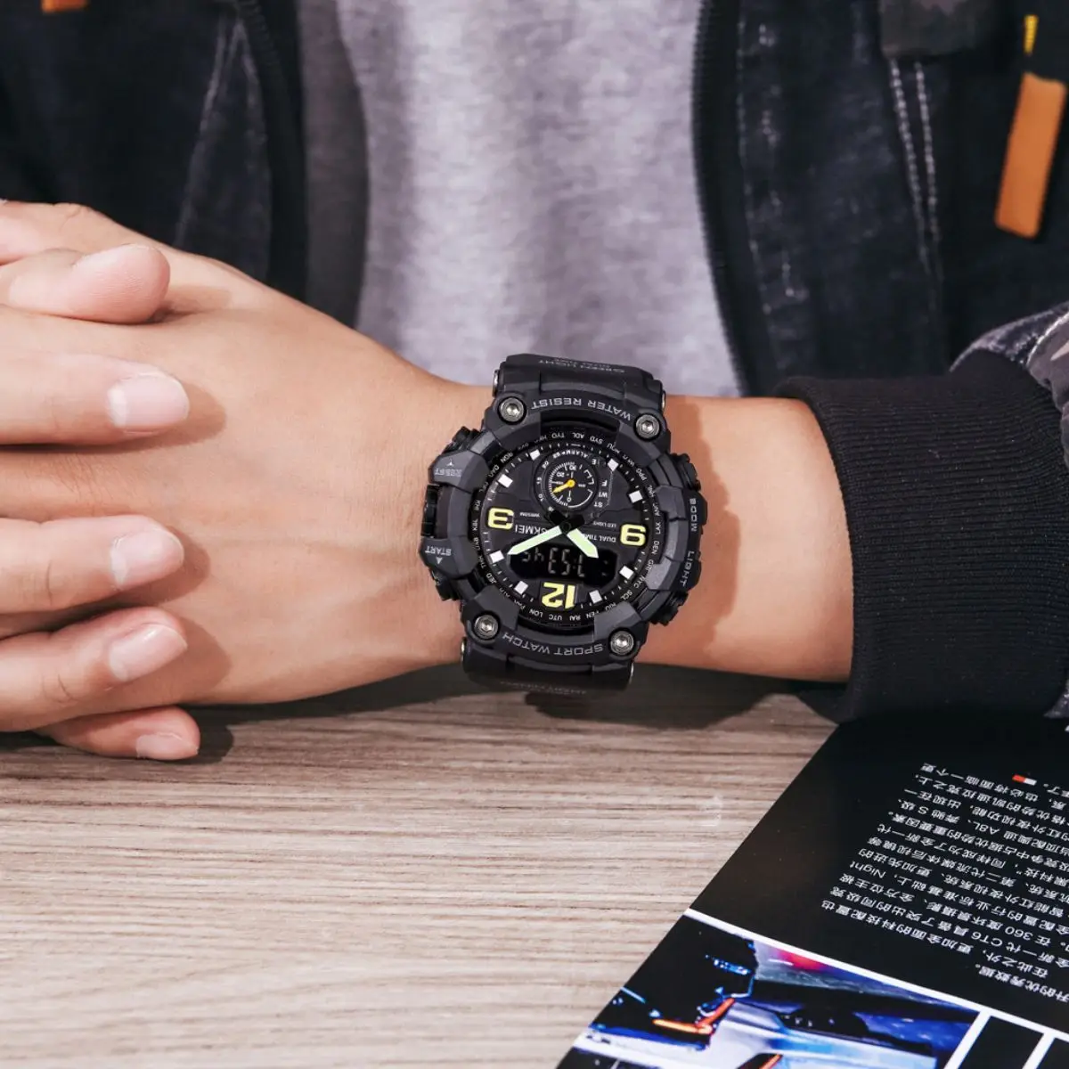 Skmei criativo à prova dwaterproof água relógios eletrônicos 3 tempos contagem regressiva digital esportes relógio de pulso para homens moda despertador relógio