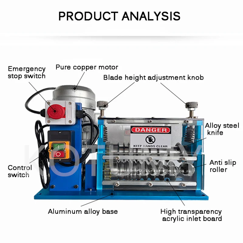 Imagem -05 - Máquina Elétrica do Descascamento do Fio Descascador do Cabo Descascador de Cobre Recuperação do Fio de Alumínio 1.538 mm 370w 750w