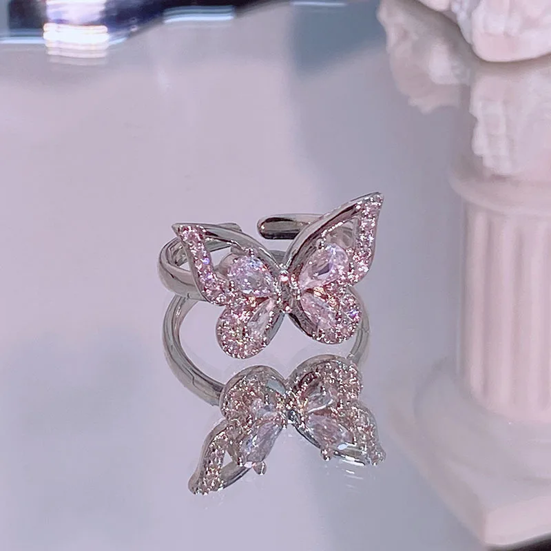 جديد الراقية فلاش الماس الحلو فراشة افتتاح حلقة الإضافية مزاجه الرياح الباردة أزياء تنوعا السبابة الدائري