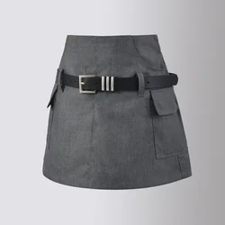 Skirt for Girls Fashion High Waist Casuanl Mini A-line Short Skirt  Gray All-match Teen School Uniform Kids Group Skirt 10 12 Y