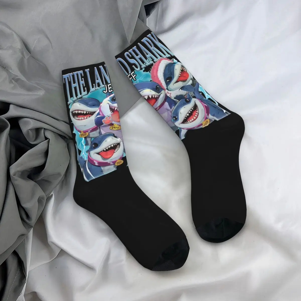 Retro Jeff The Land Shark Bootleg Merch Socks Cozy High Quality Crew Socks Soft for Womens Little Small Gifts