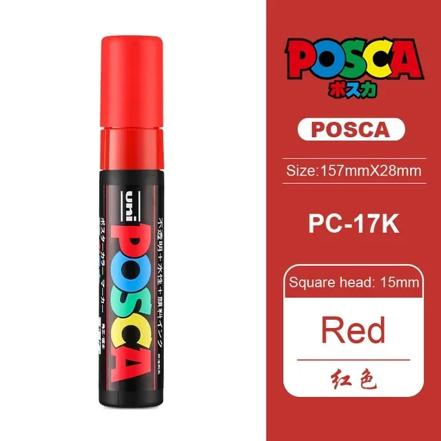 UNI POSCA PC-17K Marker Graffiti Verf Pen Art Markers POP Brede Tips 15mm Stof Pen Kunstbenodigdheden Brede kleurmarkeringen
