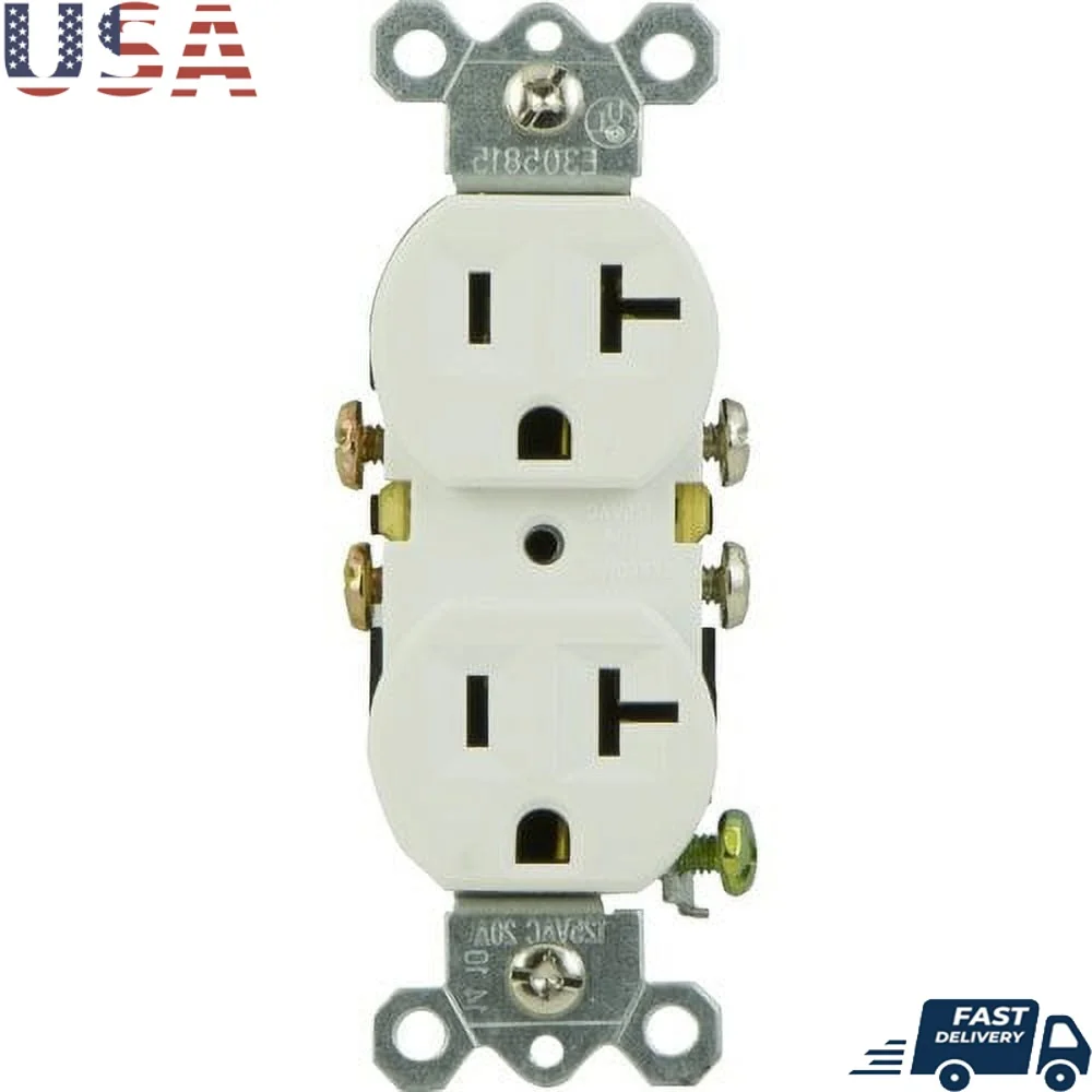 

Сверхмощная дуплексная розетка 20 А, 125 В переменного тока, белая Т-образная конструкция, простая установка, энергоэффективная замена для дома