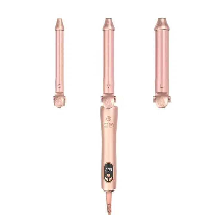 3-in-1 Portable Automatic Thermal Curling Iron Set Rotating Hair Curler for Gorgeous Curls Waves