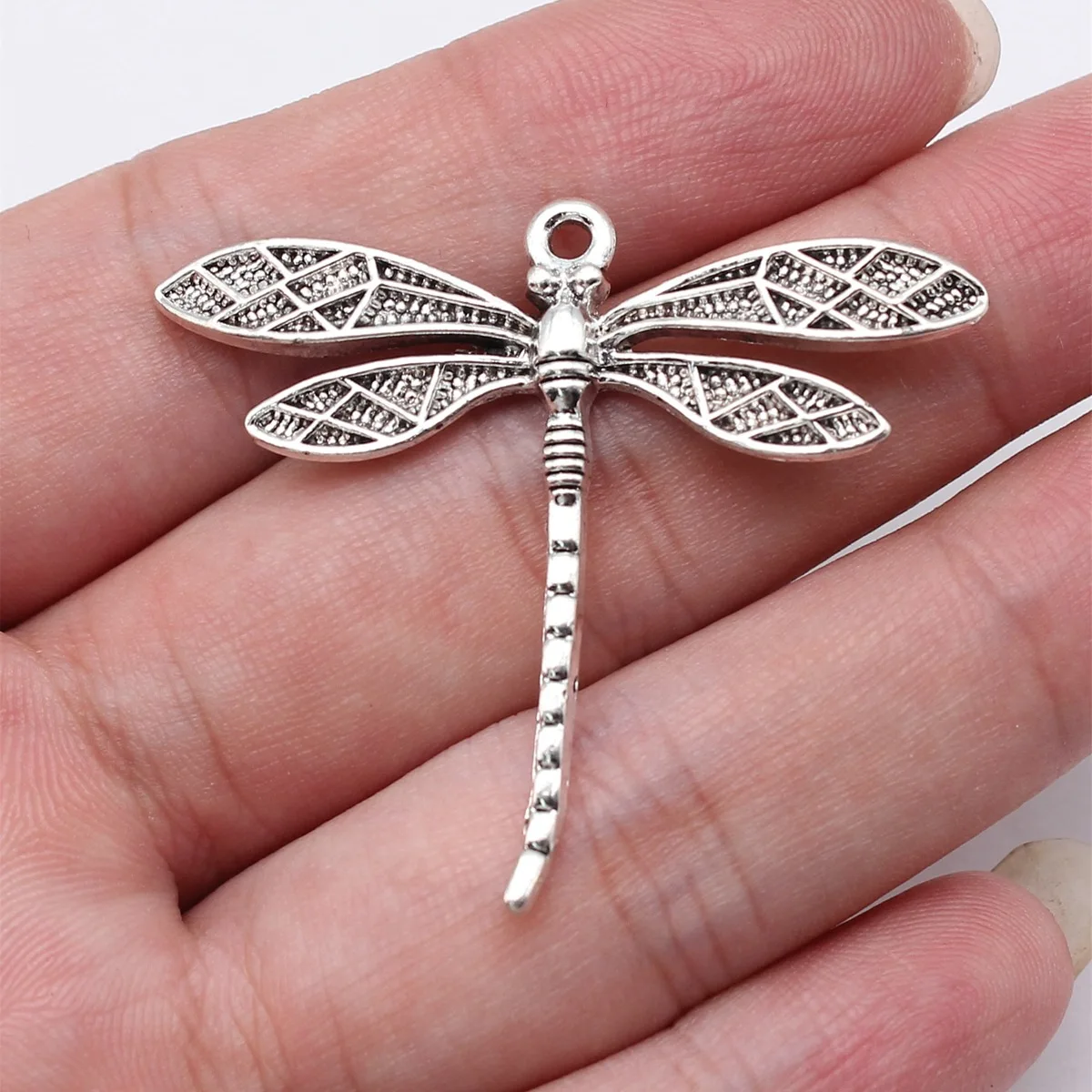 WYSIWYG 10 sztuk 43x38mm antyczne srebro kolor ważka Charms wisiorek dla DIY tworzenia biżuterii ręcznie robiona biżuteria rzemieślnicza ustalenia