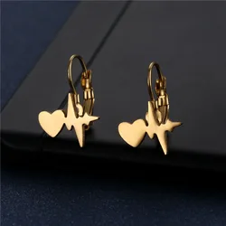 Stainless Steel Heart Earrings Lightning Fashion Stud Earrings Classic Simple Earrings For Women Jewelry Wedding Party Gifts