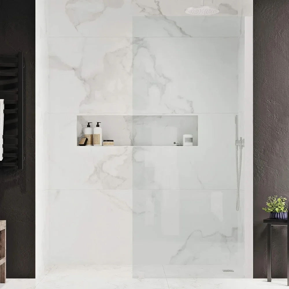 

‎0.79 X 34.41 X 72.01 Inches Shower Doors, Satin Nickel, Alcove Frameless Walk-in Fixed Panel Shower Doors