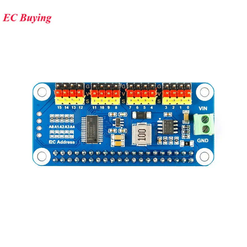 16 Channel Servo Driver HAT PWM Servo Motor Driver Module Shield Expansion Board HAT for Raspberry Pi RPI Zero W WH 3B Plus 4B
