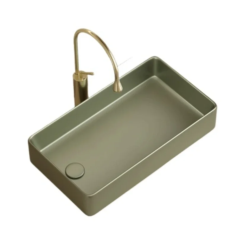 Medieval ceramic left and right drainage table , washing machine side launching household square balcony wash basin