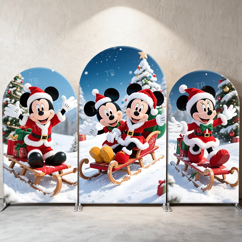 

Disney Mickey Mouse Arch Backdrop Cover Christmas Theme Photograph Background for Birthday Party, Event Decor & Photo Booth Prop