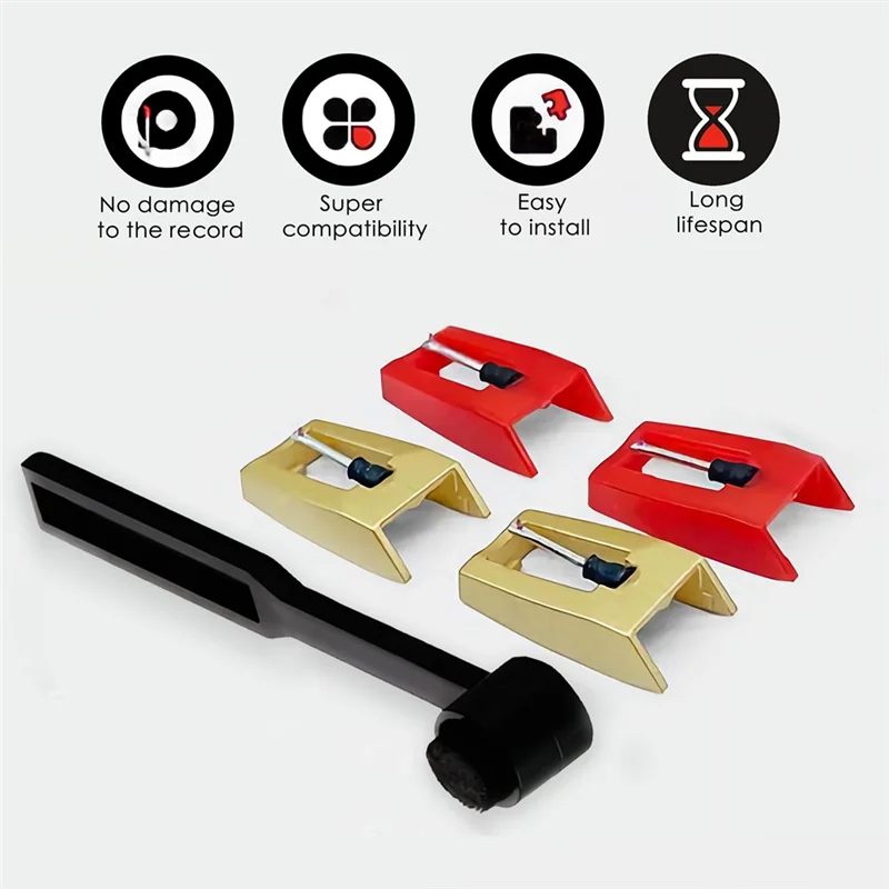 B03B-Replacement Stylus With 1Pcs Stylus Cleaning Brush, Replacement For LP Vinyl Phonograph