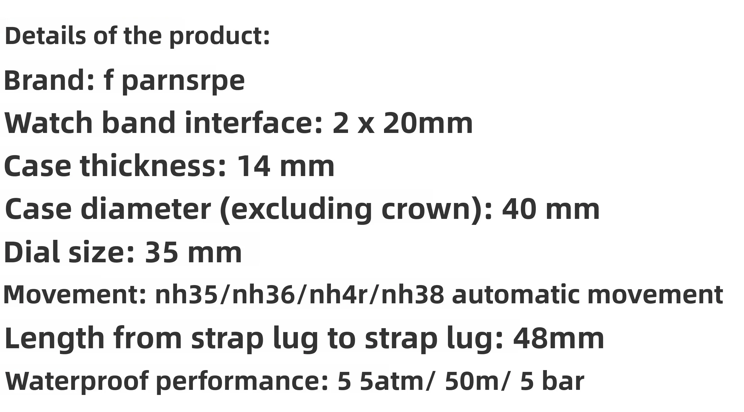 Casing jam koktail 40mm, cermin gelembung baja tahan karat untuk mesin jam NH35/36/NH4R/NH38