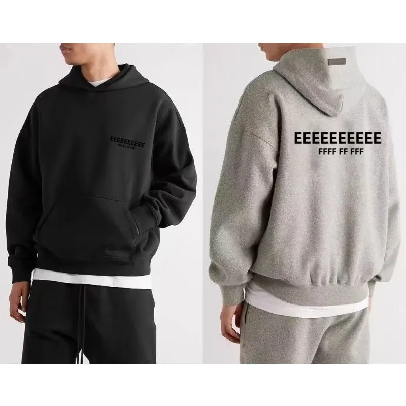 

Комплект для бега и отдыха: мужской спортивный костюм с худи оверсайз и брюками, с дизайнерским флокированным логотипом, для пар