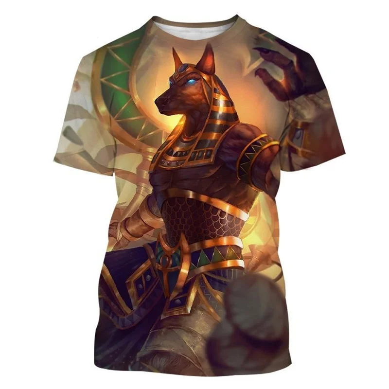 Fashion Ancient Egyptian God Anubis T-shirt Men Streetwear Oversized Summer 3D Print T Shirt Short Sleeves Cool Round Neck Tees