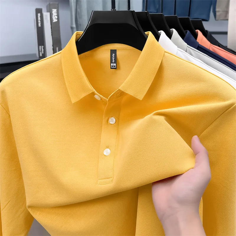 

2025 Autumn New Men's Casual Office Travel Cycling V-Neck Sweatshirt Long Sleeve T-Shirt Polo Shirt