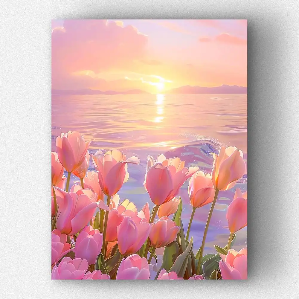 

FOREVER YOUNG 5D DIY Diamond Painting Tulip Flower Full Square with AB Crystal Diamond for Adult Crafts Diamond Home Decor Gift