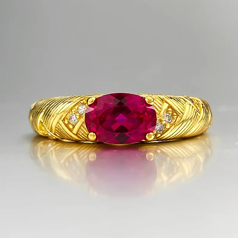 Gioielli French Niche Court Style 5*7mm ovale Pigeon Egg Pigeon Blood Red Ring New Stroke Style muslimah