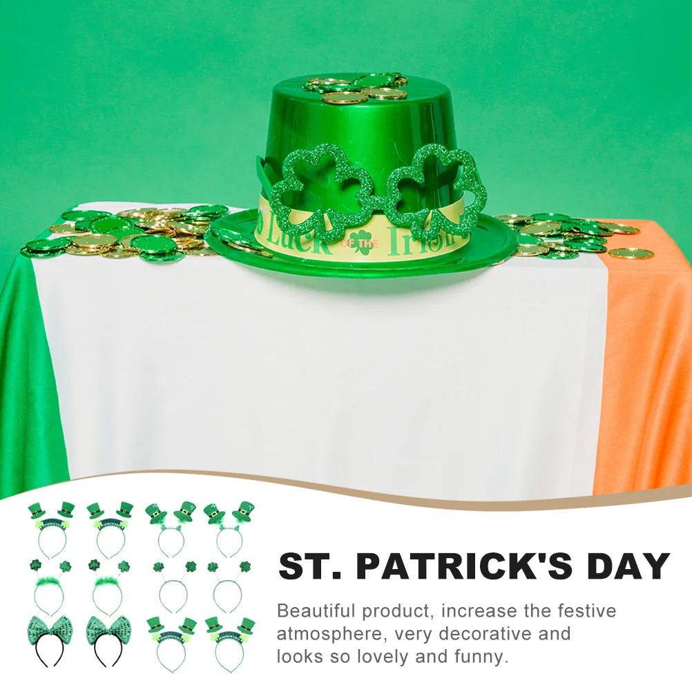 

12Pcs St Patrick Clover Headbands Green Hair Hoops Festival Party Headbands Adult Shamrock Hair Accessories