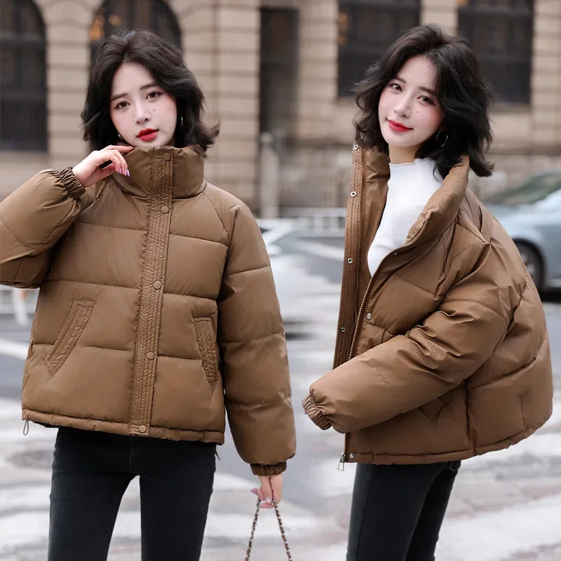 Women Parkas Winter Warm Loose Puffy Coats Cotton Padded Stand Collar Korean Jackets Black Fashion Female Clothes