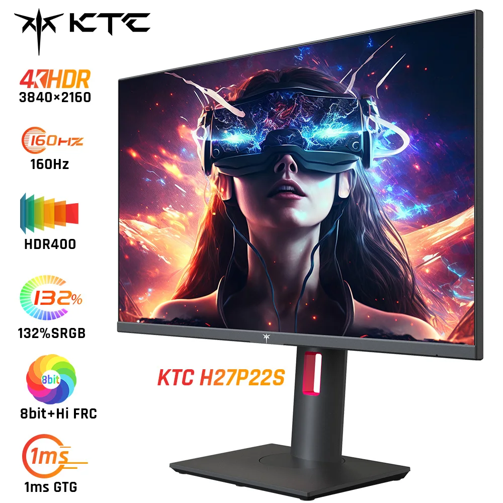 Ktc H 27P 22S Gaming Monitor 27 Inch Snel Ips 3840 × 2160 160Hz, Auo 7.0 Snelle Ips, 1000:1 Contrast