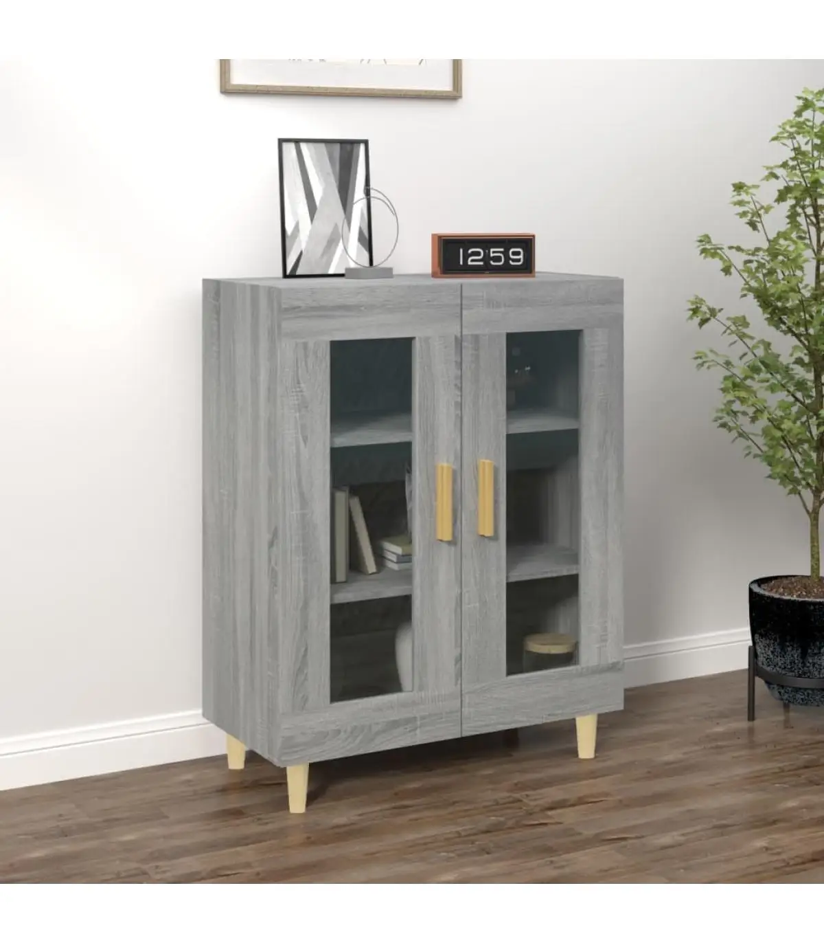 Sonoma 69,5x34x90 cm gray plywood sideboard