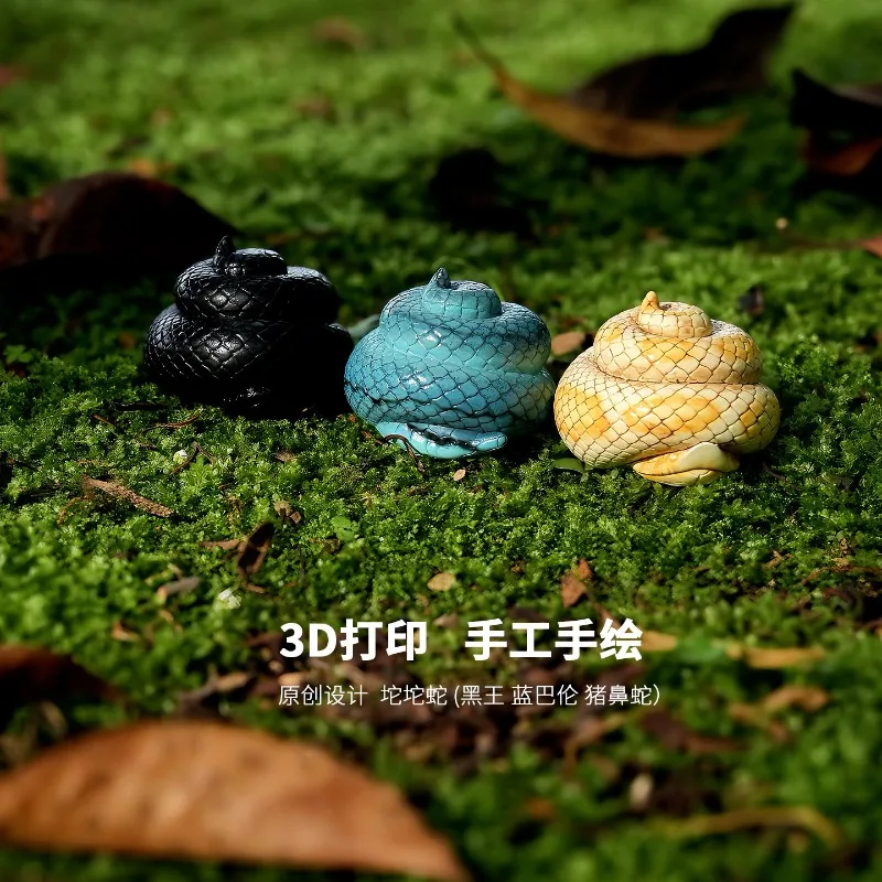 2026 New Cute Weird Snake Reptile Figurine Model,Hognose&Black King Snake Statue, Desktop Tabletop Ornament for Hobby Collection