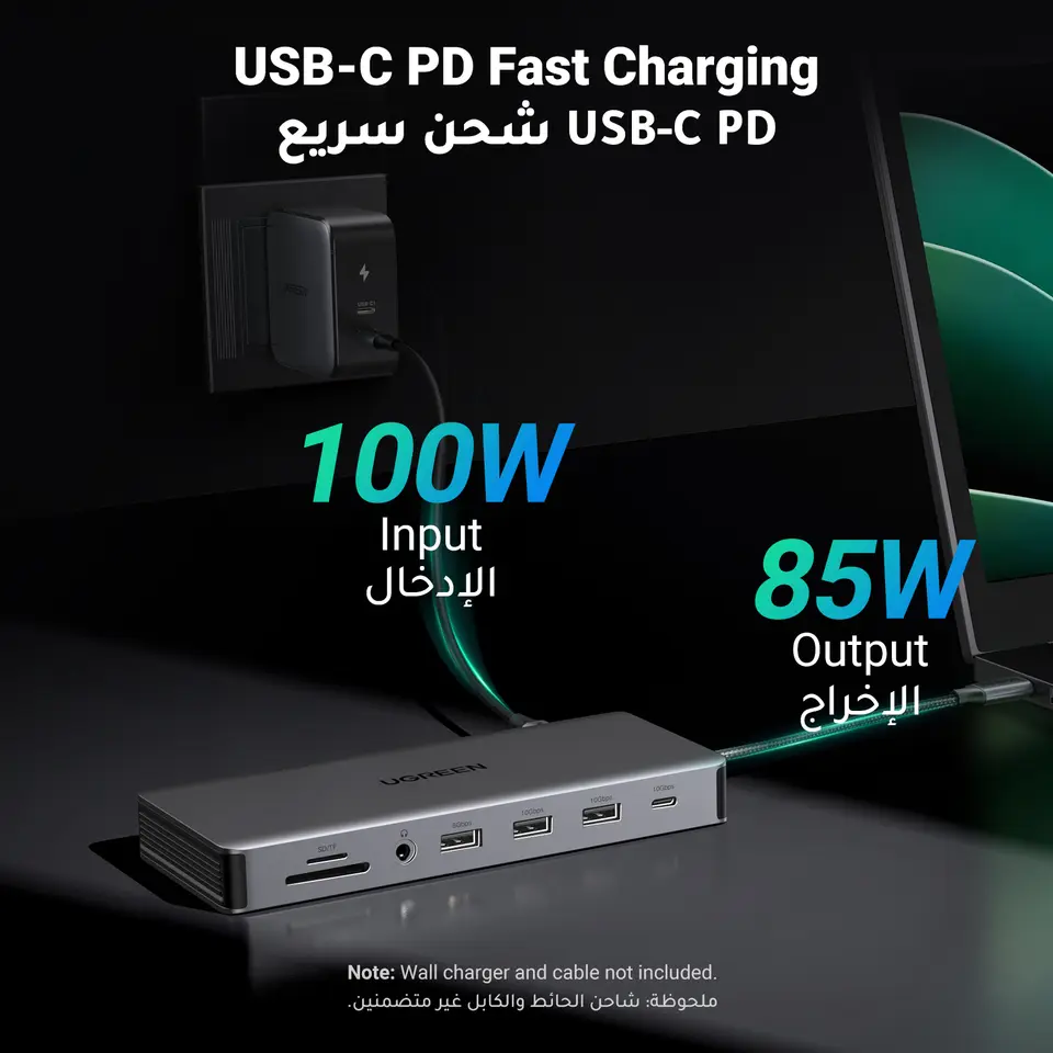 UGREEN 13-in-1 USB-C HUB Triple Monitor Extend 4K 2xHDMI 1xDP 10Gbps USB3.2 PD100W SD/TF RJ45 Dockingfor Windows Laptop HP Dell - 5