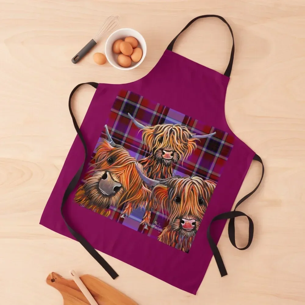

HiGHLaND CoW PRiNT ' THe BaKeD BeaNS oN TaRTaN ' BY SHiRLeY MacARTHuR Apron Restaurant man chef uniform cookings for women Apron