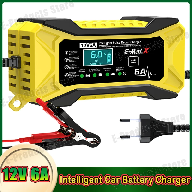 12V 6A Auto Batterie Ladegerät Für LiFePO4 Blei Säure AGM GEL EFB Smart Elektrische Motorräder Ladegerät 14,6V 6A Lithium-Batterie Reparatur