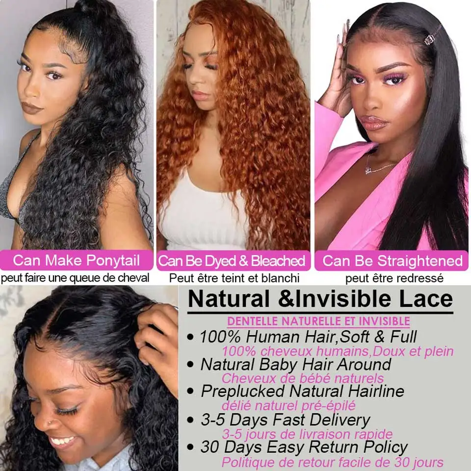 Deep Wave Frontal Wig Curly Human Hair Wigs For Black Women 30 34 Inch 13x4 13x6 Hd Lace Frontal Wig Water Wave Lace Front Wig