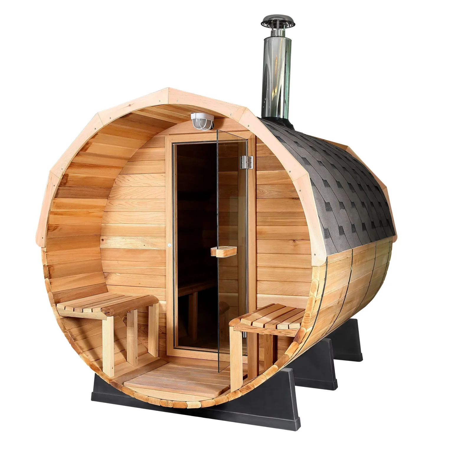 

STLFBarrel-shaped Traditional Outdoor Stove Heated Sauna Room with Customizable Size