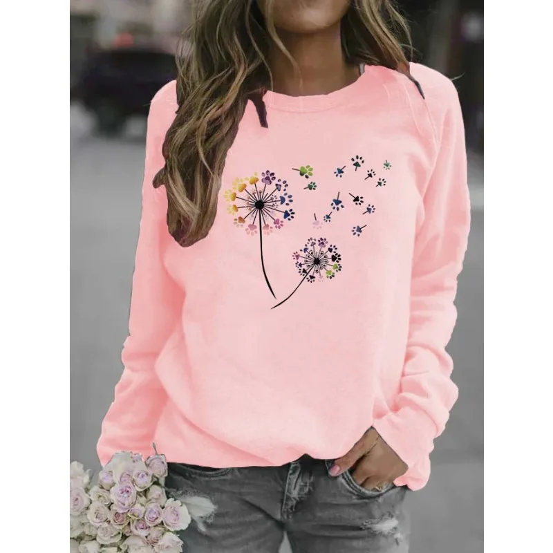 

Women's Dandelion Print Crew Neck Hoodie Sweatshirts Harajuku Streetwear Women Clothes Sweatshirt Aesthetic Hoodies