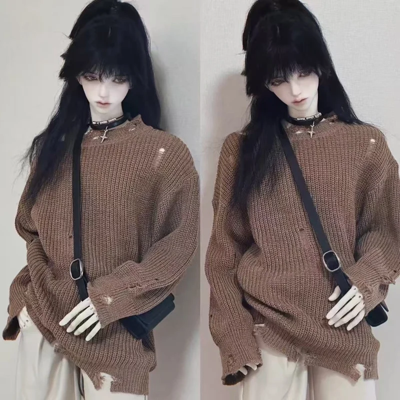 Ubranka dla lalek BJD ID75, brązowy czarny beżowy sweter, akcesoria do ubranek dla lalek