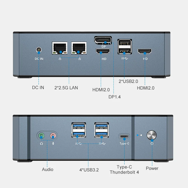 Mini PC V700 Computador Intel Core i9, 13900H, i7, 13700H, Thunderbolt 4, 2 x DDR5, 2 x PCIE4.0, Desktop Gamer, 2x2.5G LAN, WiFi6