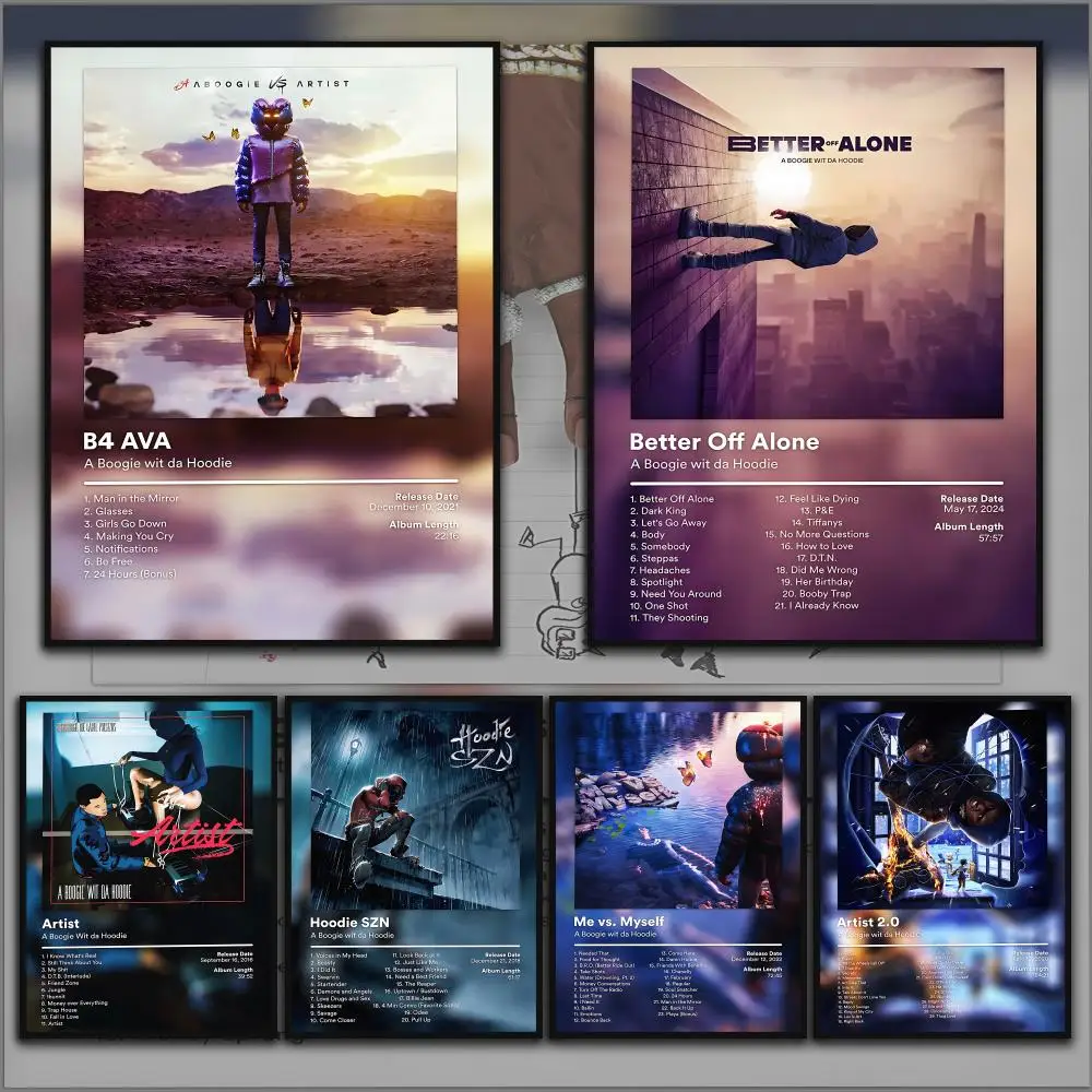 A B-Boogie Wit Da Hoodie Rapper Album Poster Home Living Bed Room Bar Hallway Sticky Wall Printing Waterproof Aesthetic Decor