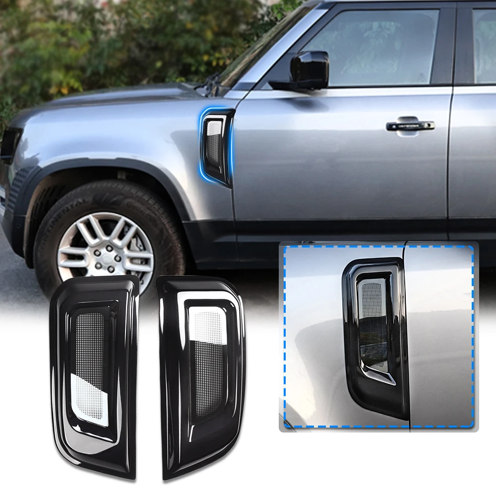 Dream Car 1 Pair Car Front Bonnet Vents Hood Side Trim Cover Steel Air Flow Intake Scoop Vent Snow Cover For Defender