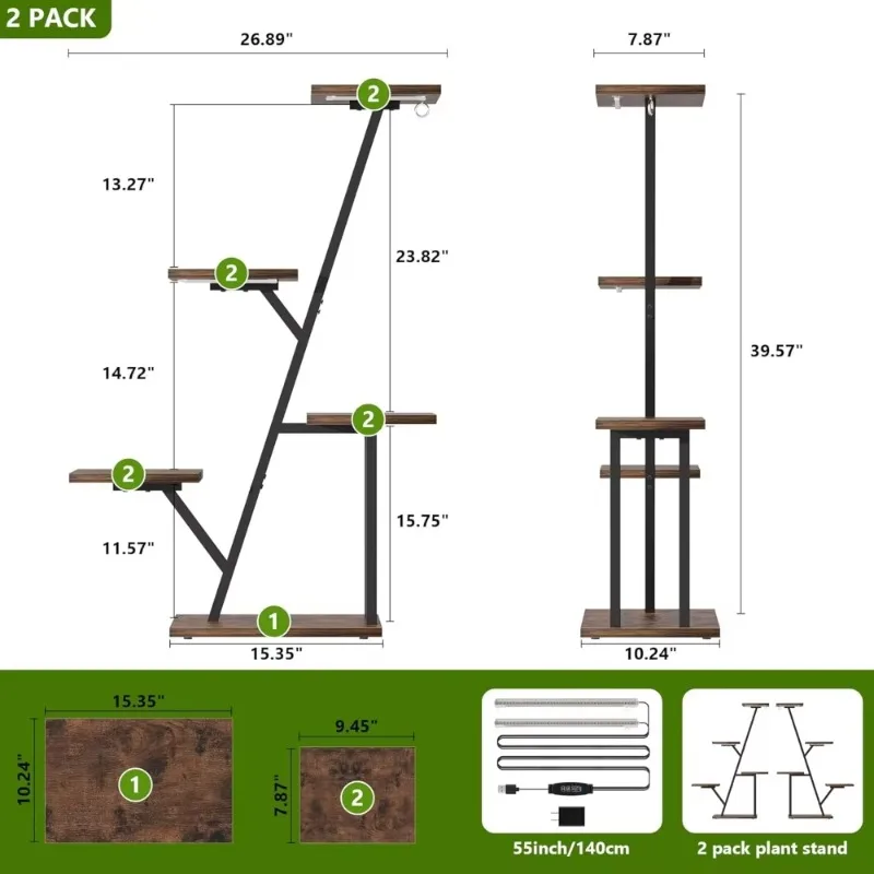 

Plant Stand with Grow Light Indoor Lighted Corner Plants Stands , 5 Tiered Plant Shelf, 40" Plants Shelves for Multiple Plants