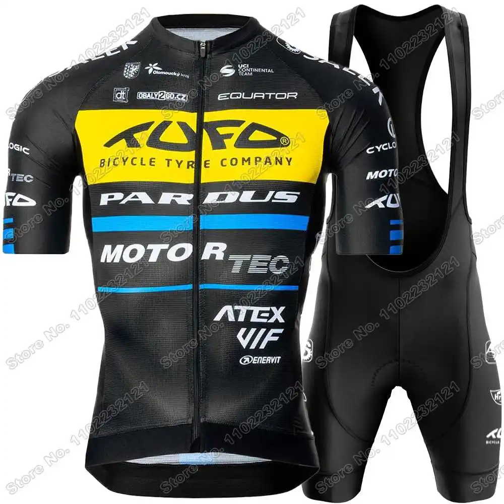 Conjunto de Maillot de Ciclismo Equipo TUFO Pardus Prostěj 2025,Ropa de Ciclismo Hombre Azul,Kit de manga corta de verano,Traje de camisas de bicicleta de carretera,Culotte con tirantes para bicicleta