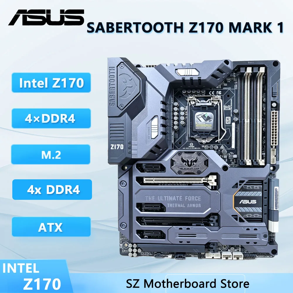Asus SABERTOOTH Z170 MARK 1 Mainboard Intel Z170 LGA 1151 DDR4 64GB Unterstützt I3-6300 I5-6400 I5-7600 I7-7700T CPU