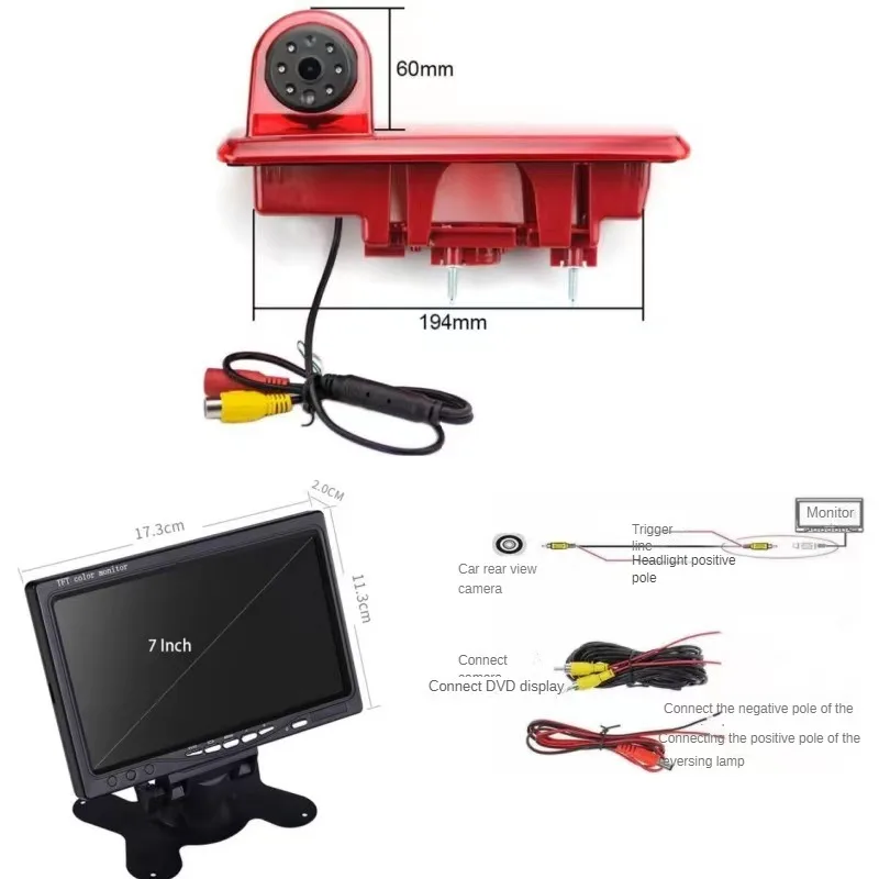 Caméra de recul 170 degrés avec feu stop et moniteur 4.3 pouces, pour Renault Trafic Opel/Vaxhall Vivara bt2014