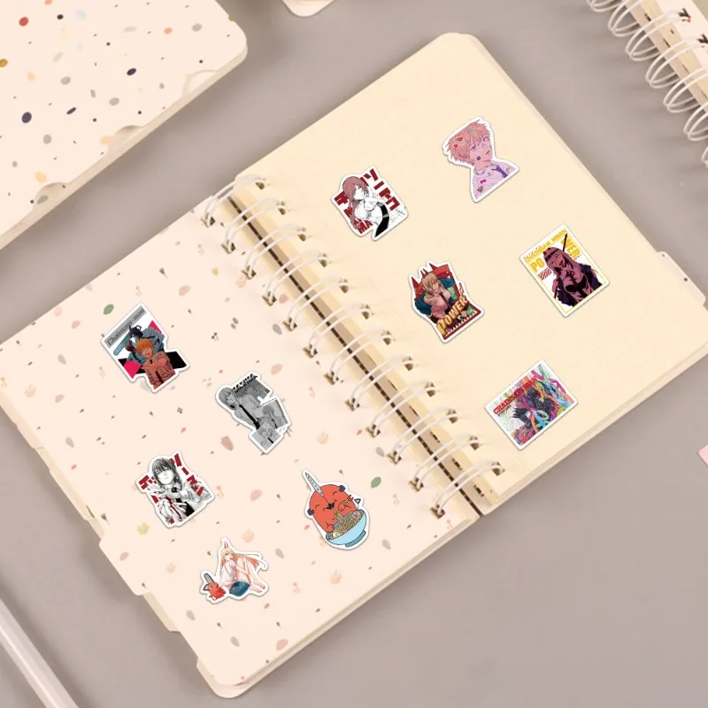 50pcs Anime Chainsaw Man Stickers Vinyl Waterproof for Laptop Phone Case Notebook Water Bottle DIY Stickers view 6