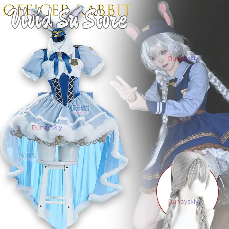 

Officer Rabbit Judi Hopps Cosplay Cute Little Skirt Light Dress Blue Outfit Anime Outfit High Quality Halloween Lolita 크리스마스 의상